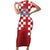 Croatia Football 2025 Custom Family Matching Short Sleeve Bodycon Dress and Hawaiian Shirt Red Hrvatska Kockasti - Pula Arena
