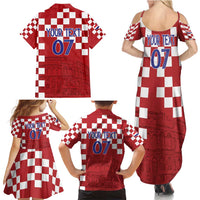 Croatia Football 2025 Custom Family Matching Summer Maxi Dress and Hawaiian Shirt Red Hrvatska Kockasti - Pula Arena