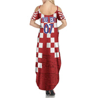 Croatia Football 2025 Custom Family Matching Summer Maxi Dress and Hawaiian Shirt Red Hrvatska Kockasti - Pula Arena