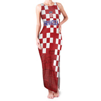 Croatia Football 2025 Custom Family Matching Tank Maxi Dress and Hawaiian Shirt Red Hrvatska Kockasti - Pula Arena