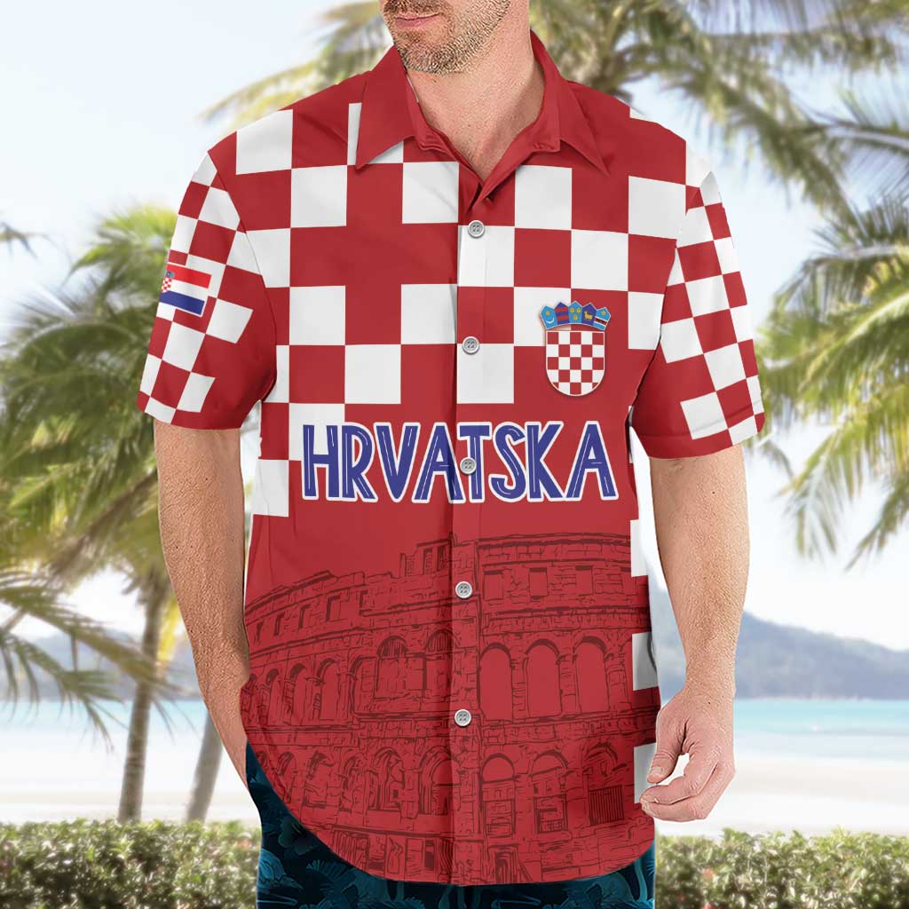 Croatia Football 2025 Custom Hawaiian Shirt Red Hrvatska Kockasti - Pula Arena