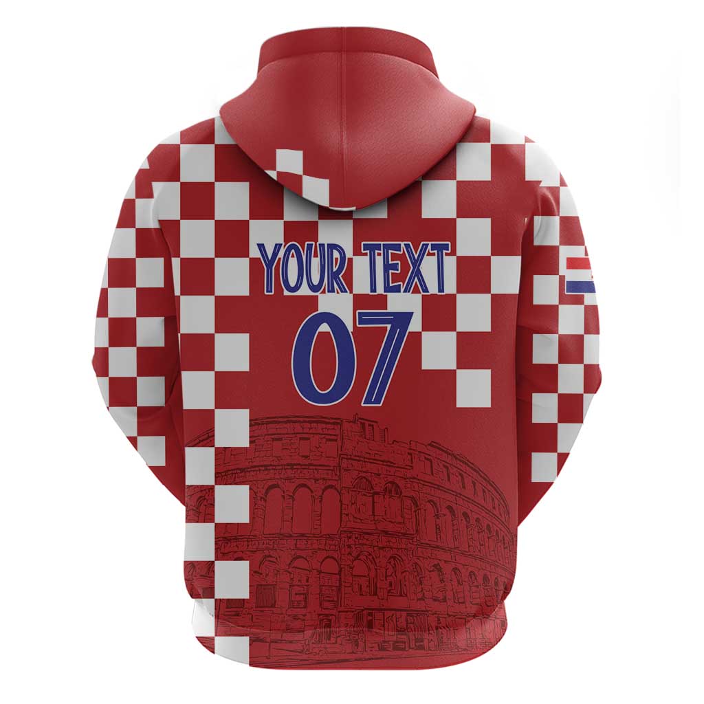 Croatia Football 2025 Custom Hoodie Red Hrvatska Kockasti - Pula Arena