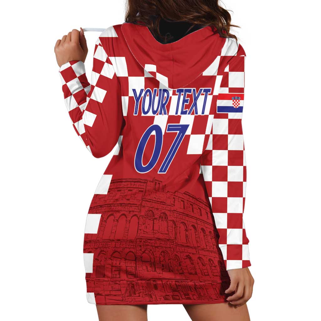 Croatia Football 2025 Custom Hoodie Dress Red Hrvatska Kockasti - Pula Arena