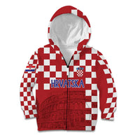 Croatia Football 2025 Custom Kid Hoodie Red Hrvatska Kockasti - Pula Arena