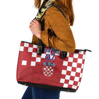 Croatia Football 2025 Custom Leather Tote Bag Red Hrvatska Kockasti - Pula Arena
