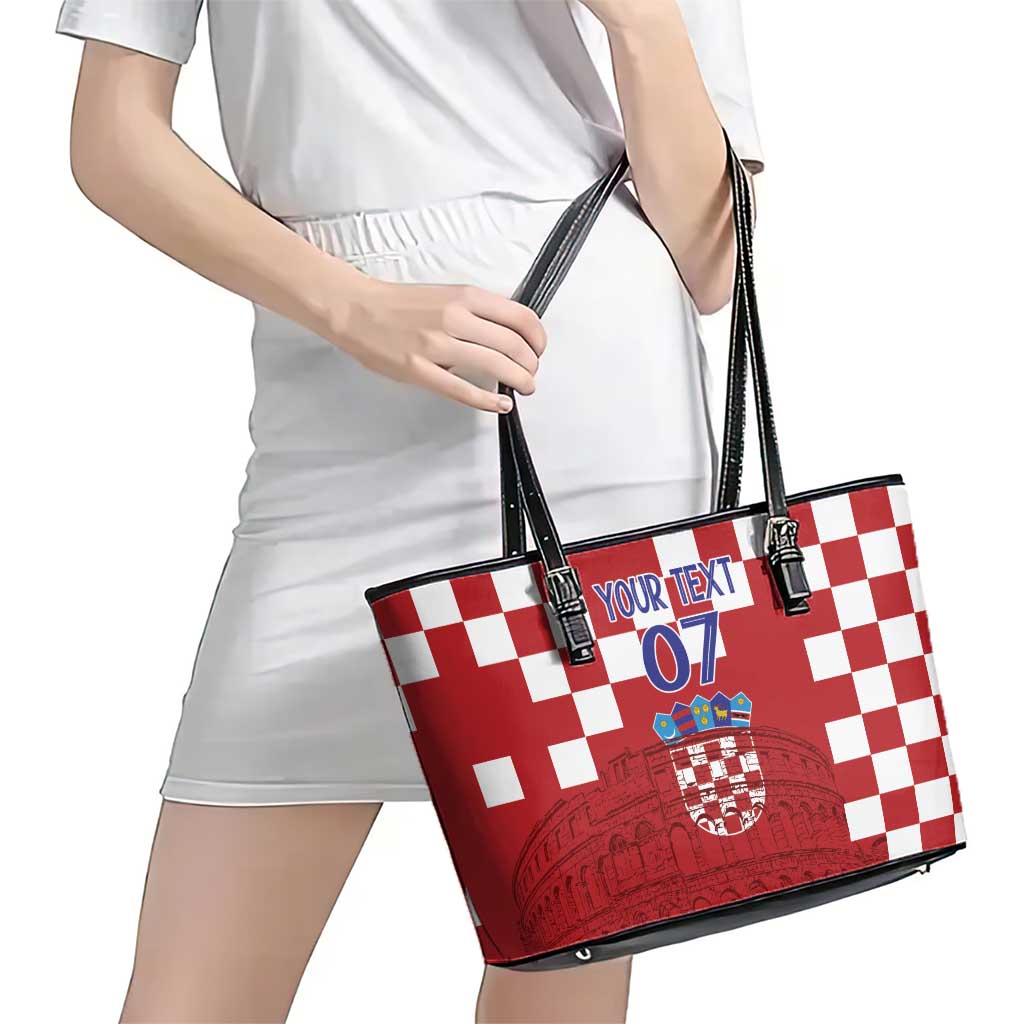 Croatia Football 2025 Custom Leather Tote Bag Red Hrvatska Kockasti - Pula Arena