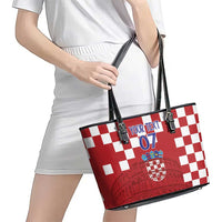 Croatia Football 2025 Custom Leather Tote Bag Red Hrvatska Kockasti - Pula Arena