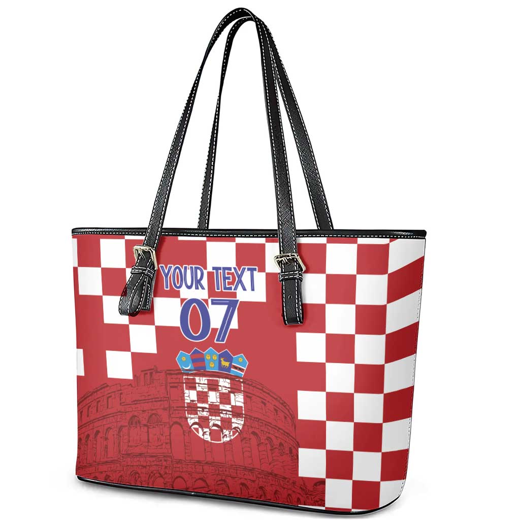 Croatia Football 2025 Custom Leather Tote Bag Red Hrvatska Kockasti - Pula Arena