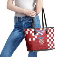 Croatia Football 2025 Custom Leather Tote Bag Red Hrvatska Kockasti - Pula Arena