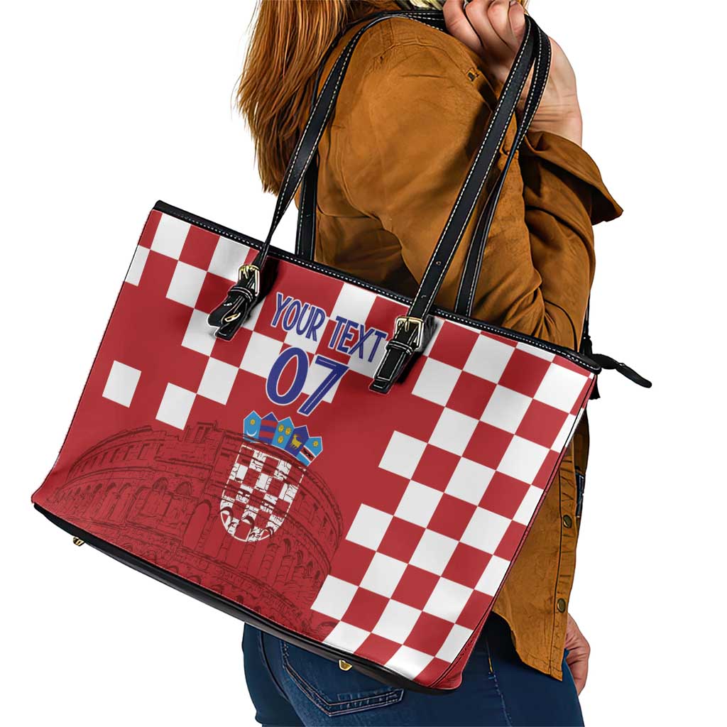 Croatia Football 2025 Custom Leather Tote Bag Red Hrvatska Kockasti - Pula Arena