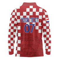 Croatia Football 2025 Custom Long Sleeve Polo Shirt Red Hrvatska Kockasti - Pula Arena