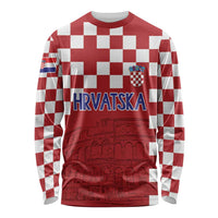 Croatia Football 2025 Custom Long Sleeve Shirt Red Hrvatska Kockasti - Pula Arena