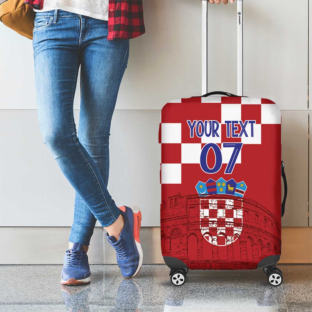 Croatia Football 2025 Custom Luggage Cover Red Hrvatska Kockasti - Pula Arena
