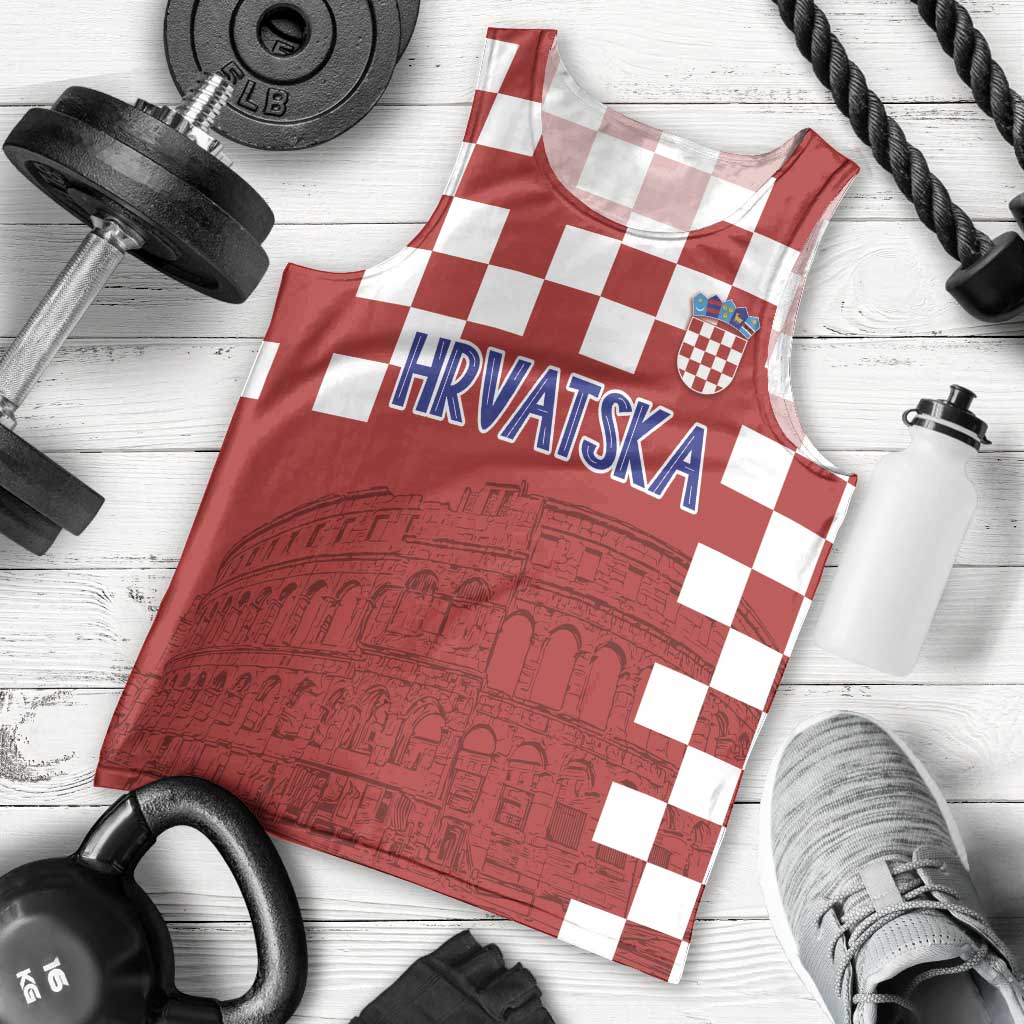Croatia Football 2025 Custom Men Tank Top Red Hrvatska Kockasti - Pula Arena
