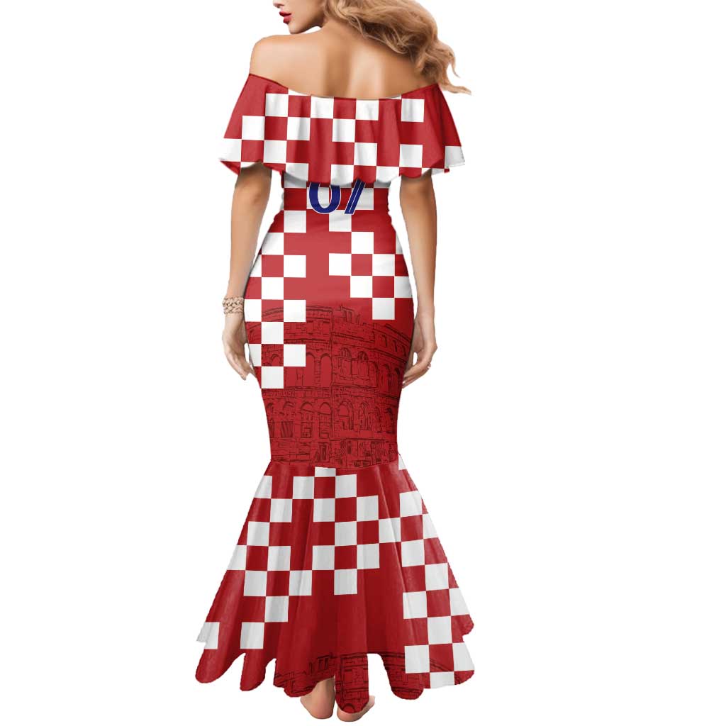 Croatia Football 2025 Custom Mermaid Dress Red Hrvatska Kockasti - Pula Arena