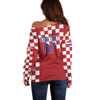 Croatia Football 2025 Custom Off Shoulder Sweater Red Hrvatska Kockasti - Pula Arena