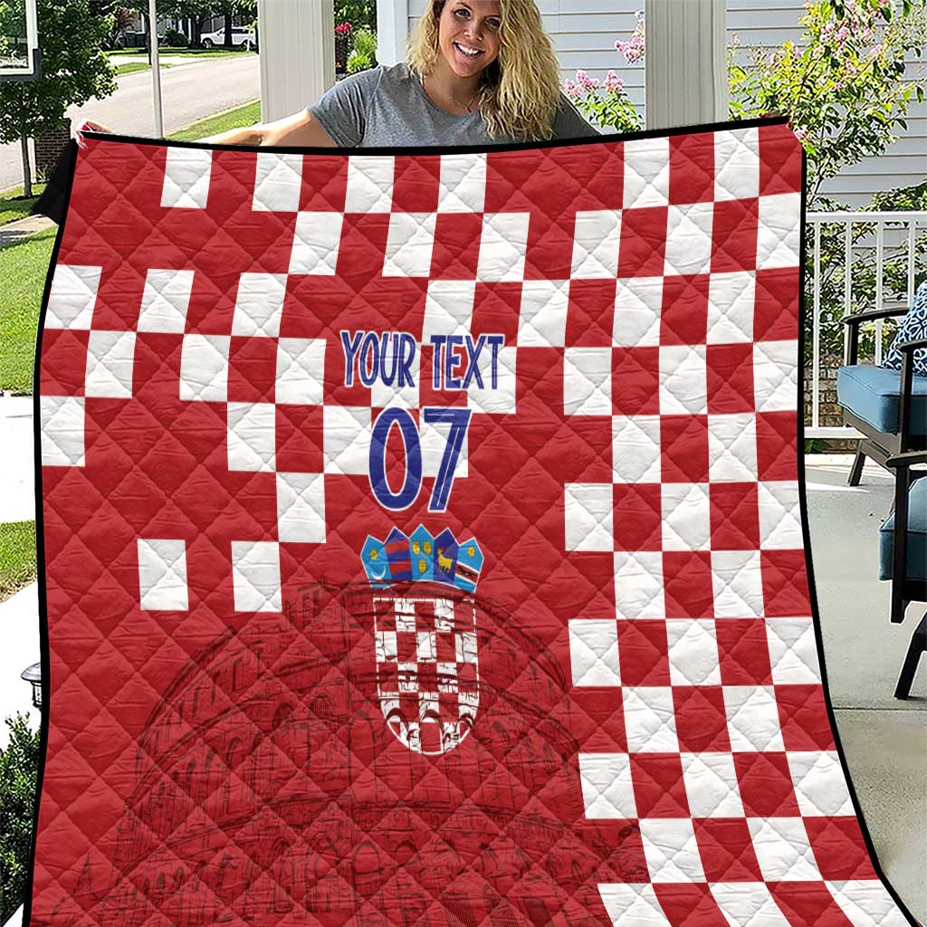 Croatia Football 2025 Custom Quilt Red Hrvatska Kockasti - Pula Arena