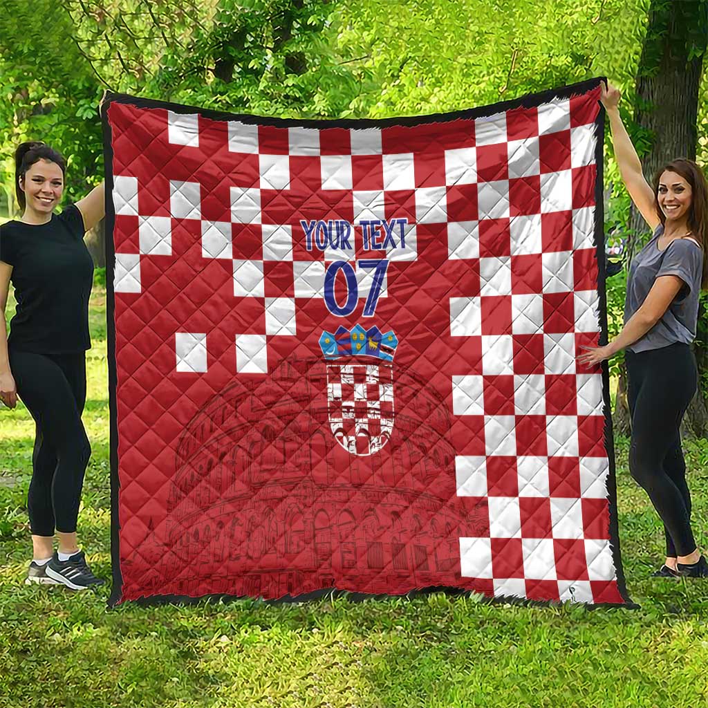Croatia Football 2025 Custom Quilt Red Hrvatska Kockasti - Pula Arena