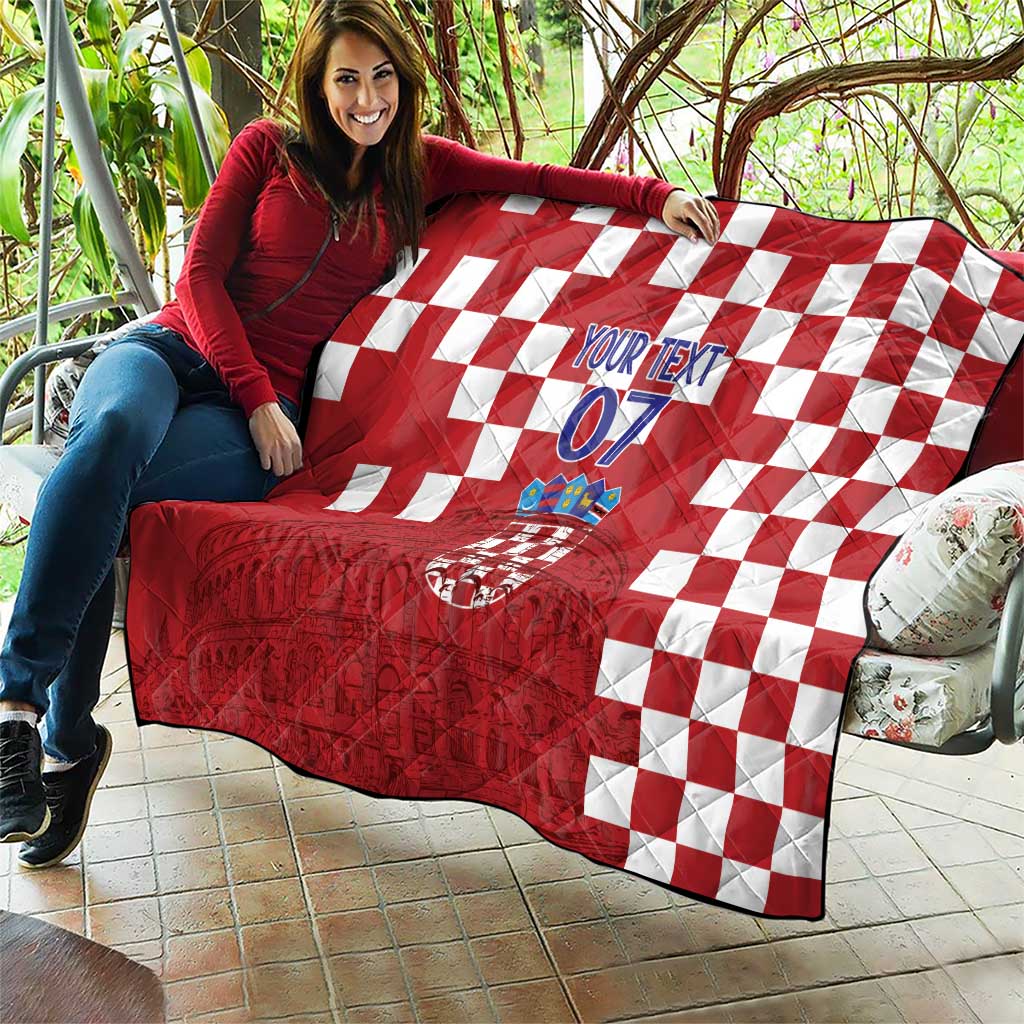 Croatia Football 2025 Custom Quilt Red Hrvatska Kockasti - Pula Arena