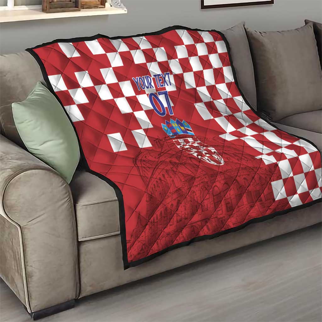 Croatia Football 2025 Custom Quilt Red Hrvatska Kockasti - Pula Arena