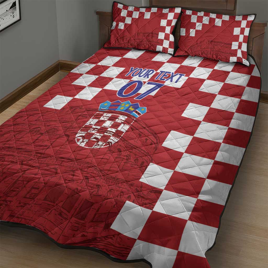 Croatia Football 2025 Custom Quilt Bed Set Red Hrvatska Kockasti - Pula Arena