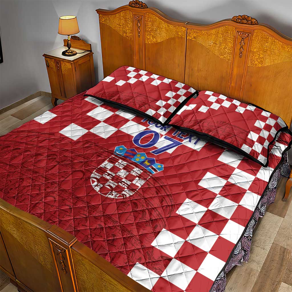 Croatia Football 2025 Custom Quilt Bed Set Red Hrvatska Kockasti - Pula Arena