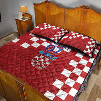Croatia Football 2025 Custom Quilt Bed Set Red Hrvatska Kockasti - Pula Arena
