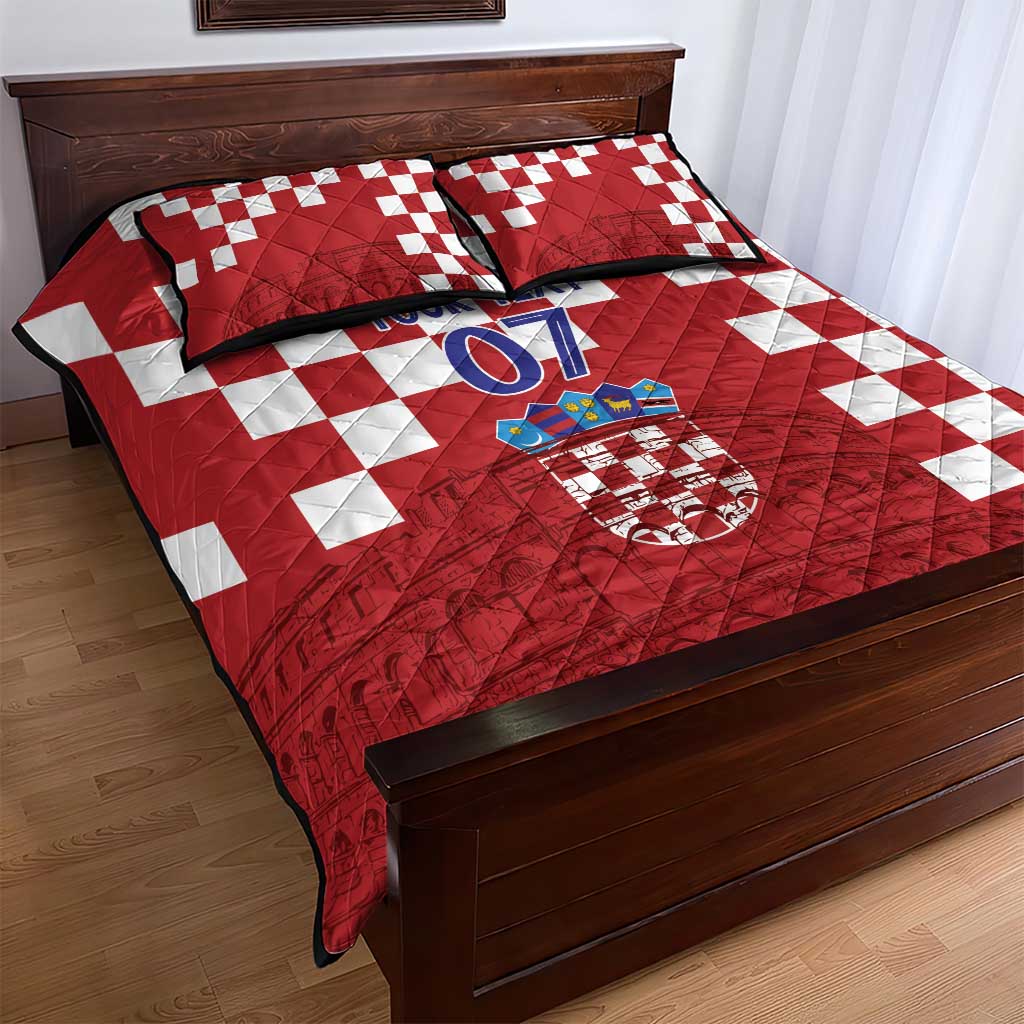 Croatia Football 2025 Custom Quilt Bed Set Red Hrvatska Kockasti - Pula Arena