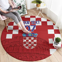 Croatia Football 2025 Custom Round Carpet Red Hrvatska Kockasti - Pula Arena
