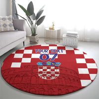 Croatia Football 2025 Custom Round Carpet Red Hrvatska Kockasti - Pula Arena