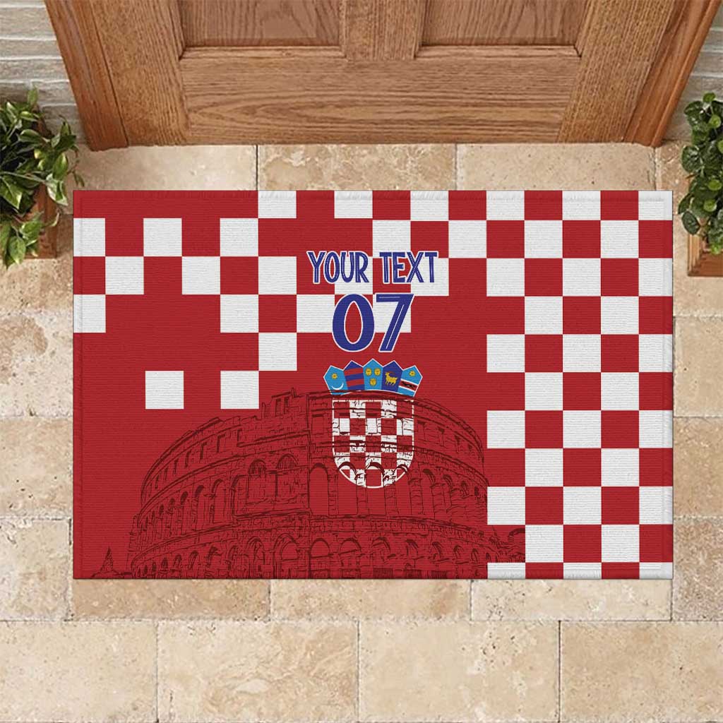 Croatia Football 2025 Custom Rubber Doormat Red Hrvatska Kockasti - Pula Arena