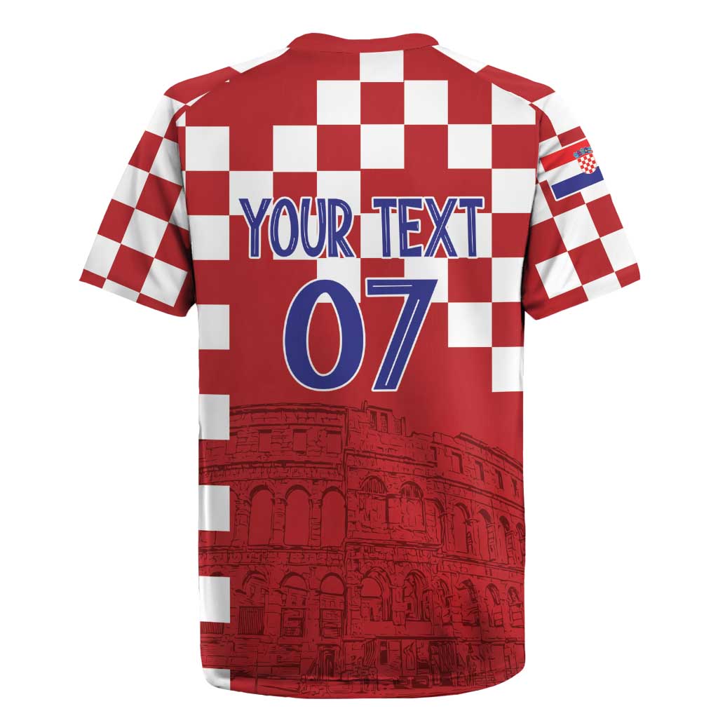Croatia Football 2025 Custom Rugby Jersey Red Hrvatska Kockasti - Pula Arena