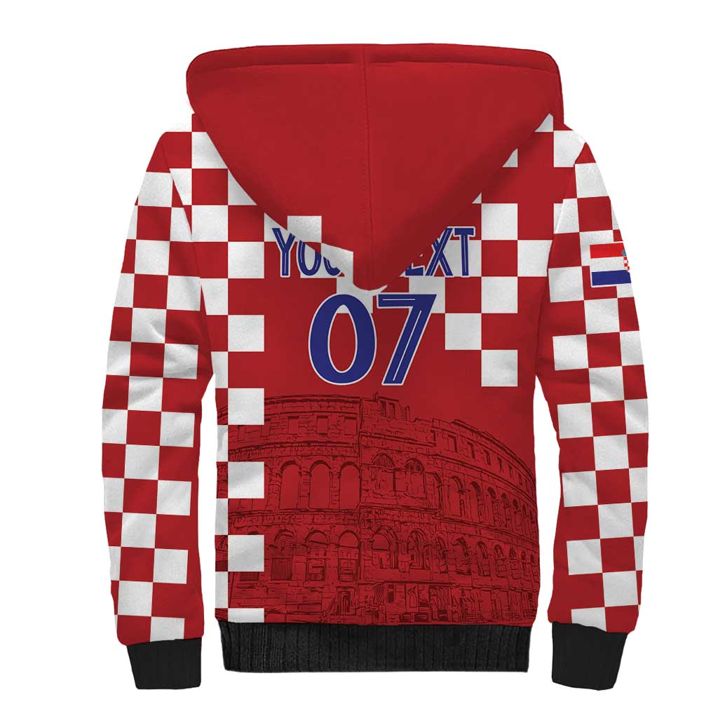 Croatia Football 2025 Custom Sherpa Hoodie Red Hrvatska Kockasti - Pula Arena