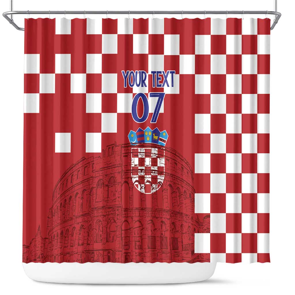 Croatia Football 2025 Custom Shower Curtain Red Hrvatska Kockasti - Pula Arena
