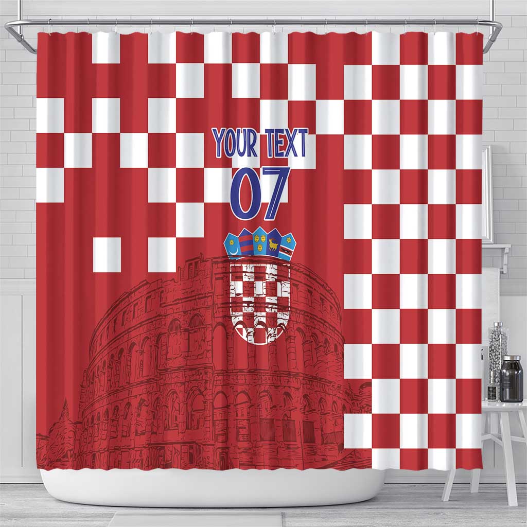 Croatia Football 2025 Custom Shower Curtain Red Hrvatska Kockasti - Pula Arena