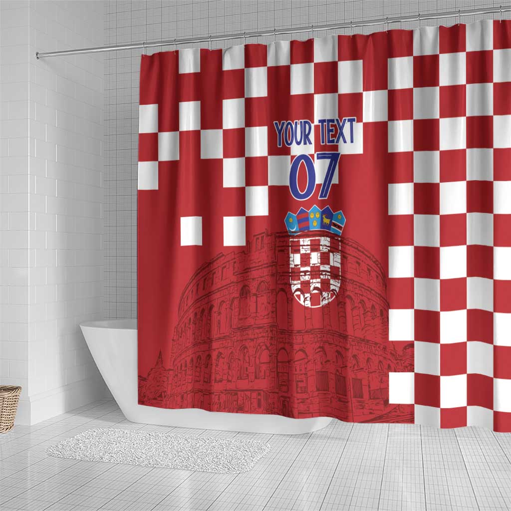 Croatia Football 2025 Custom Shower Curtain Red Hrvatska Kockasti - Pula Arena