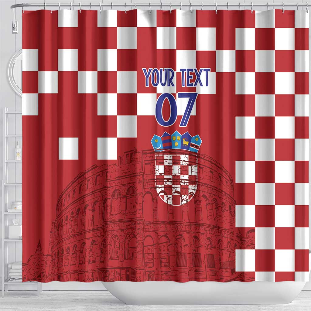 Croatia Football 2025 Custom Shower Curtain Red Hrvatska Kockasti - Pula Arena
