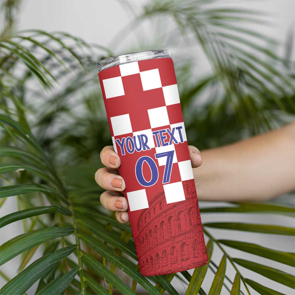 Croatia Football 2025 Custom Skinny Tumbler Red Hrvatska Kockasti - Pula Arena