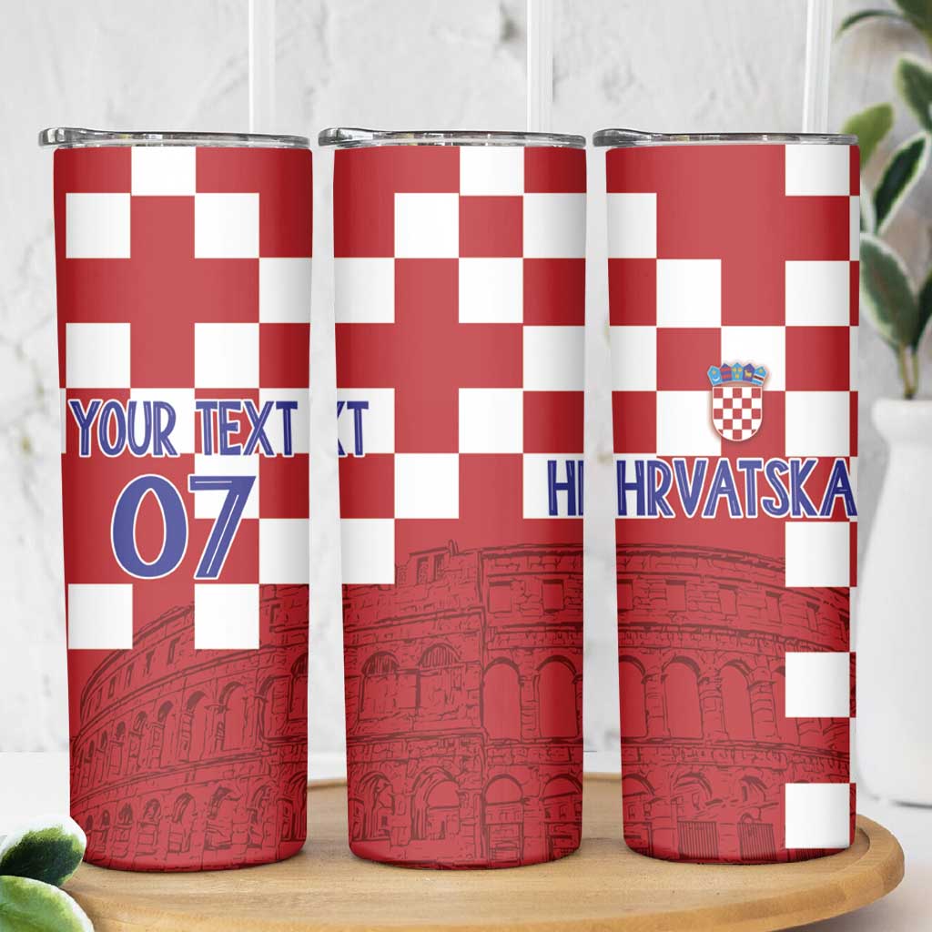 Croatia Football 2025 Custom Skinny Tumbler Red Hrvatska Kockasti - Pula Arena