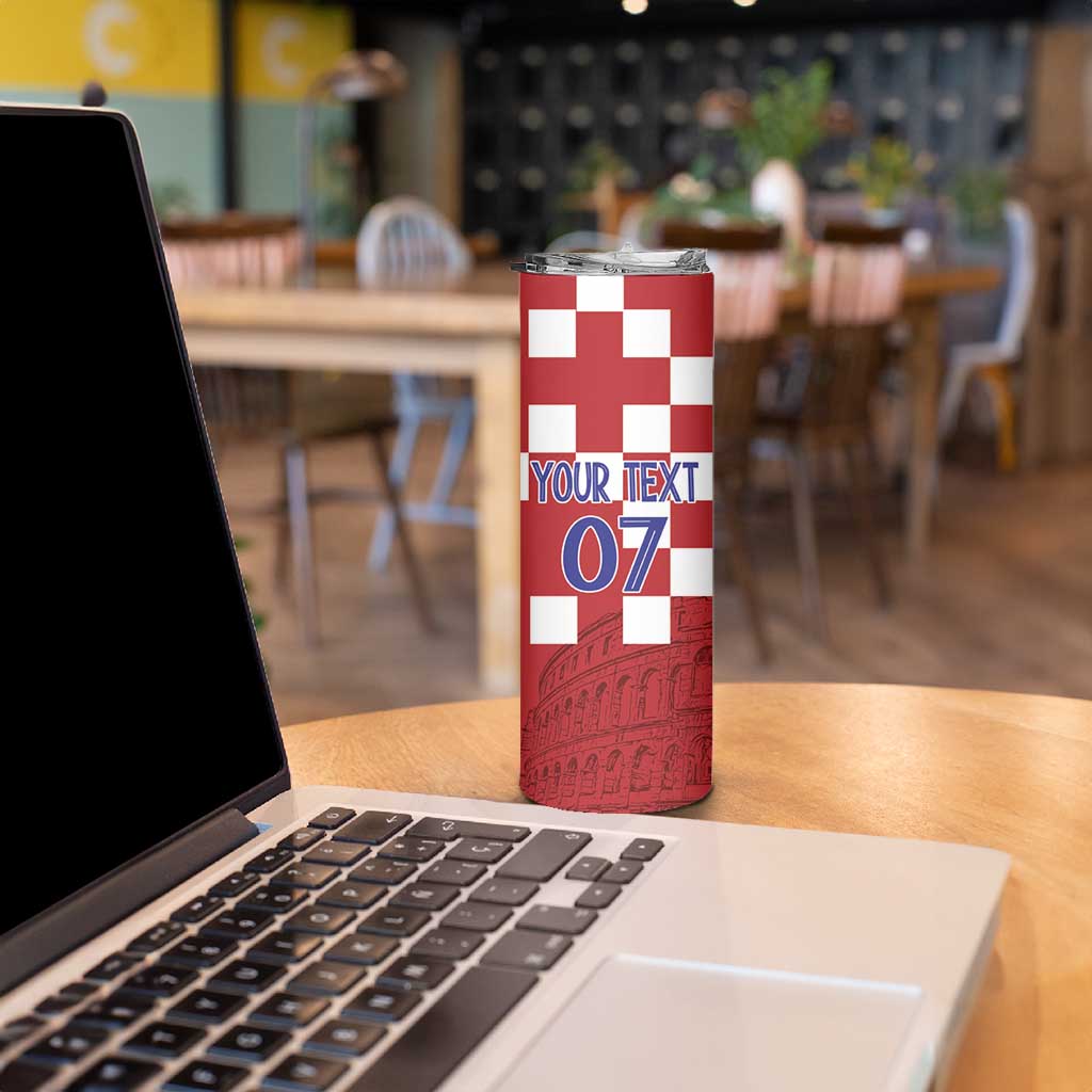 Croatia Football 2025 Custom Skinny Tumbler Red Hrvatska Kockasti - Pula Arena