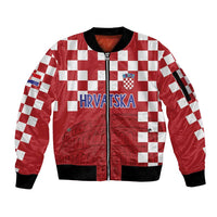 Croatia Football 2025 Custom Sleeve Zip Bomber Jacket Red Hrvatska Kockasti - Pula Arena