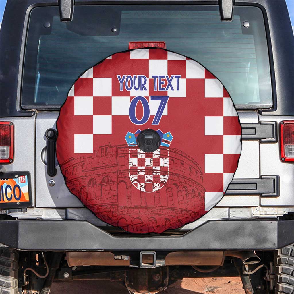 Croatia Football 2025 Custom Spare Tire Cover Red Hrvatska Kockasti - Pula Arena