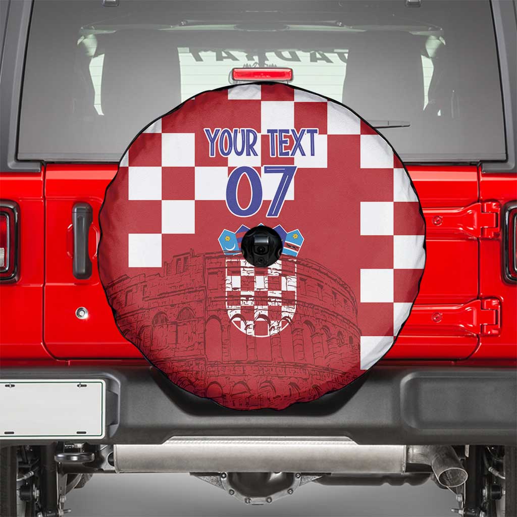 Croatia Football 2025 Custom Spare Tire Cover Red Hrvatska Kockasti - Pula Arena