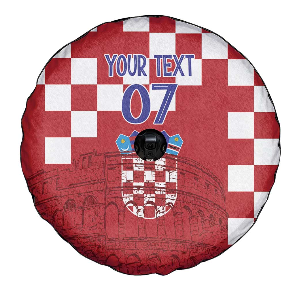 Croatia Football 2025 Custom Spare Tire Cover Red Hrvatska Kockasti - Pula Arena