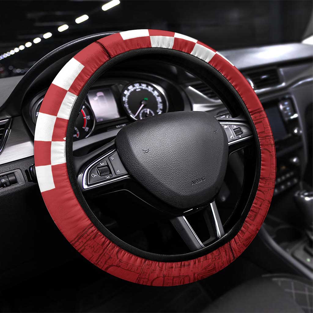Croatia Football 2025 Steering Wheel Cover Red Hrvatska Kockasti - Pula Arena
