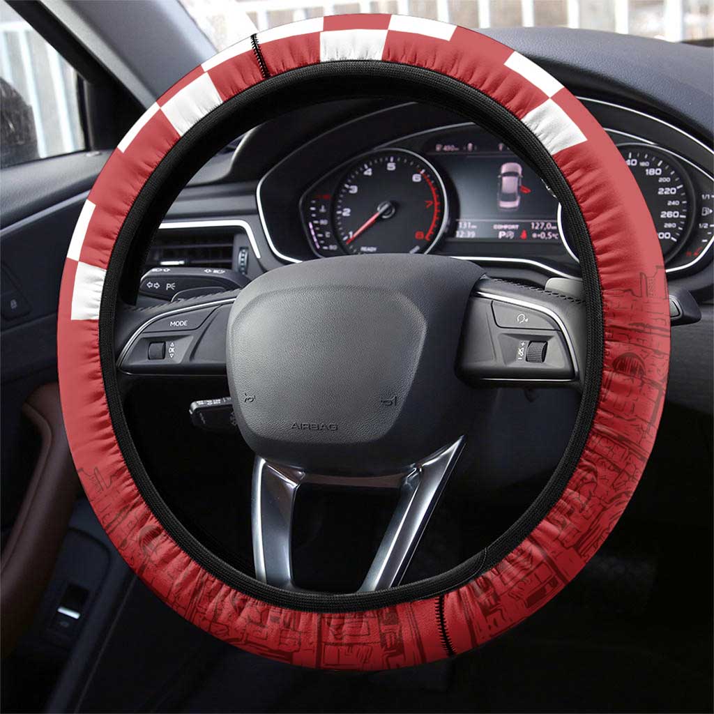 Croatia Football 2025 Steering Wheel Cover Red Hrvatska Kockasti - Pula Arena