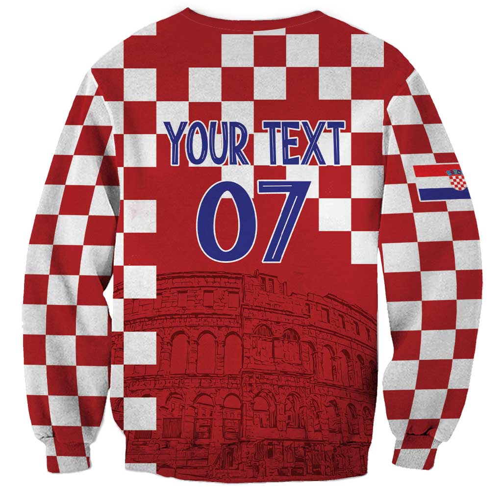 Croatia Football 2025 Custom Sweatshirt Red Hrvatska Kockasti - Pula Arena