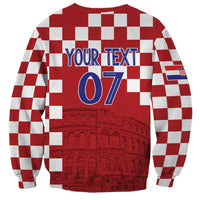 Croatia Football 2025 Custom Sweatshirt Red Hrvatska Kockasti - Pula Arena