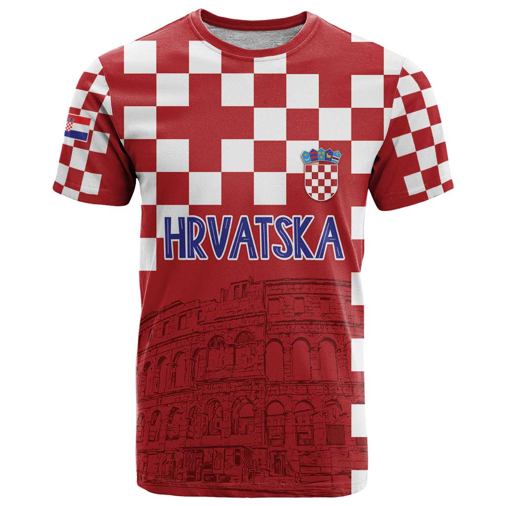 Croatia Football 2025 Custom T Shirt Red Hrvatska Kockasti - Pula Arena
