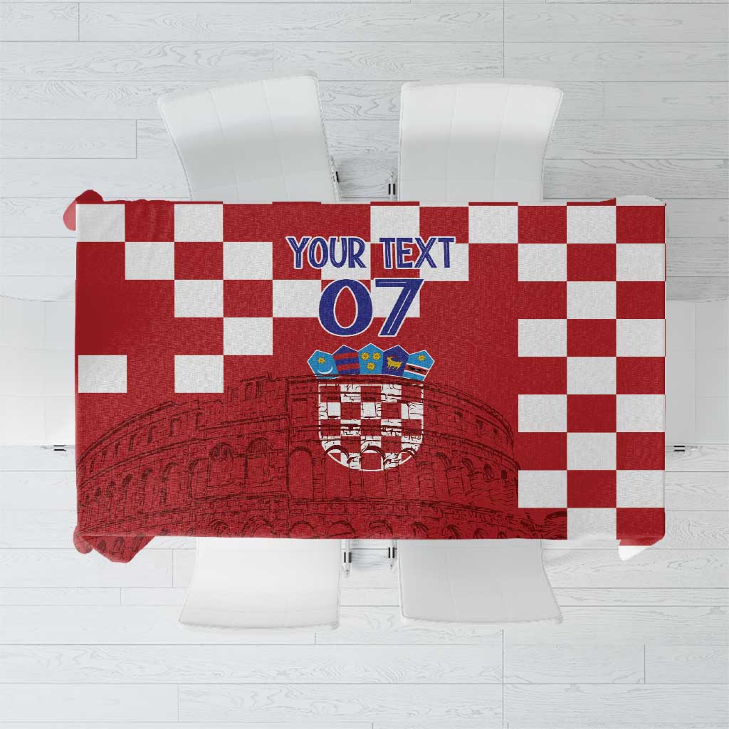 Croatia Football 2025 Custom Tablecloth Red Hrvatska Kockasti - Pula Arena